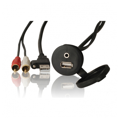 Fusion CBUSB3.5 Bulk Head Mounted Combination USB and 3.5mm Jack - Compatible with 70. 100. 205. 300. 650. 700 and 750 Series